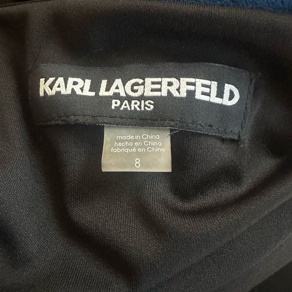 Karl Lagerfeld Elegant Black and Blue Floral Sequined Lightweight Dress Gown - Picture 10 of 10